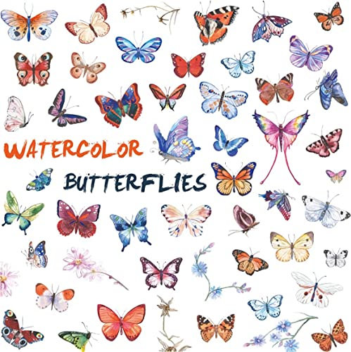 WandSticker4U®- [2er Pack] 90x Aquarell DEKO SCHMETTERLINGE zum Kleben I Wandtattoo Schmetterlinge Baby-& Kinderzimmer Mädchen Frühling I Möbel Aufkleber Wand-Fenster-Sticker Basteln Kinder