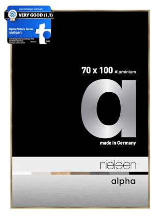 nielsen Alpha Brushed Amber Aluminium Picture Frame - 70x100cm - with Float Glass and Easy Push-Turn Clips - For Photos and Art