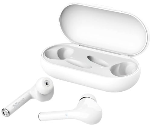 Trust Mobile Nika Touch Auriculares Inalambricos Bluetooth, Auriculares In Ear con Micrófono Incorporado, True Wireless, hasta 16 Horas de Reproducción, para Android, Chrome OS, iOS, Windows, Blanco