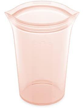 Zip Top Récipient en silicone 100% platine réutilisable, fabriqué aux États-Unis - Grande tasse - Pêche