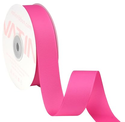 VATIN 25mm Grosgrain Ribbon, 45 Metre,23 Metre Each Roll Perfect for Wedding Decor, Wreath, Baby Shower,Gift Package Wrapping and Other Projects Fuchsia