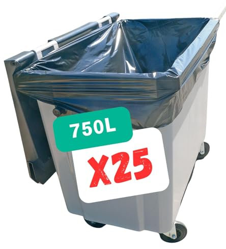 SANYGIENE | Sac Poubelle 750l X25 | Housses Protection Conteneur 750 Litres | Certfié REACH et FSC | Epaisseur 30µ | Anti Saletés - Anti Fuite - Anti Odeur | Hygiène Propreté Collecteur Déchets