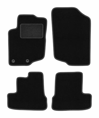 Velours-Fußmatten passend für Peugeot 207CC 2006-2012, Schwarz, LUX | passend für Coupé/Cabrio; Velours-Teppich (Polypropylen), ca. 6,5 mm; rutschfest, runde Befestigungen (Typ CP)