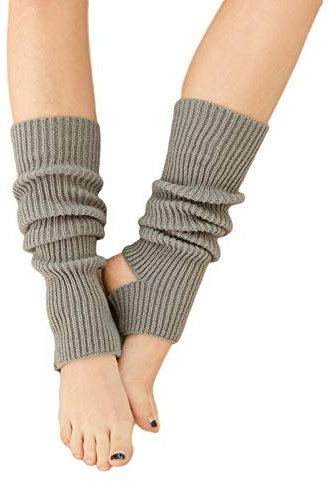 Awocan gestrickte Ballett-Beinstulpen für Mädchen/Damen, extra weiche, lange Beinstulpen für Yoga, Tanzen, Winter, Grau, Einheitsgröße