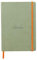 Rhodia 117375C - Notizheft Softcover Rhodiarama DIN A5 (14,8x21 cm), 80 Blatt, liniert Clairefontaine Papier Elfenbein 90g Lesezeichen, Gummizugverschluss, Cover aus Kunstleder Seladon, 1 Stück