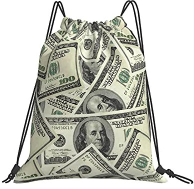 Rucksack mit Kordelzug, Sport, Fitnessstudio, Herren, Damen, Schnur, Tasche für Yoga, Strand, Schwimmen, Einkaufen, Reisen, 100 Dollar Geldbeutel mit Kordelzug, Turnbeutel, Einheitsgröße