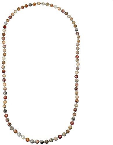 ELEDORO Edelstein Perlenkette Collier endlos geknotet 8mm 80cm lang Crazy Lace Achat