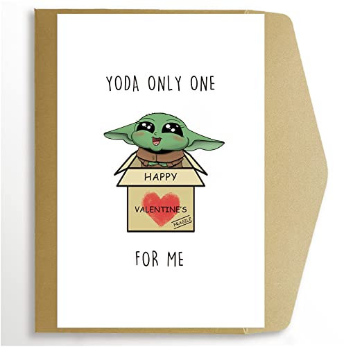 Spercy Süße Baby-Yoda-Valentinstagskarte, Yoda-Glückwunschkarte, The Mandalorian Baby Yoda Karte, Yoda Only One for Me