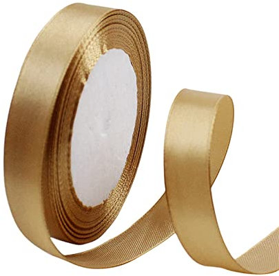 POPOYU Cinta de Satén 15mm x 23m Oro Champán Seda Raso - Rollo de Cinta de Raso Satén para Decoración Boda Cumpleaños Fiesta - Manualidades y Complementos el Pelo Coser Arte Embalaje de Regalo