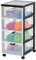 Iris Ohyama Kunststoff-Schubladenbox mit Rollen, 4 flachen Schubladen, Schwarz, Griffe zum Ziehen, Für Schlafzimmer, Schule & Büro, BPA-frei, Schubladenschrank, Rollcontainer, A4 Drawer, DDDC-004