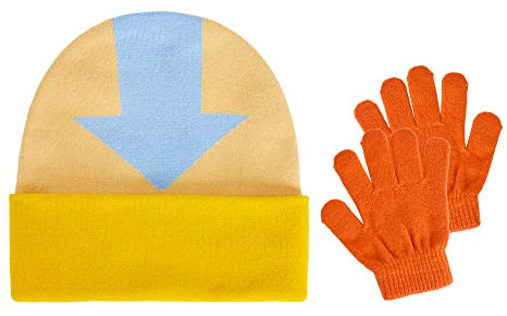 Concept One Jungen Avatar The Last Airbender Kids Cap Winter Knit Hat Beanie, Aang Arrow Kinder Mütze und Handschuh Set, Einheitsgröße