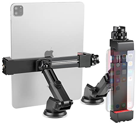 Zeadio Soporte para teléfono para automóvil, Soporte para teléfono para automóvil Ajustable con Soporte para trípode para Tableta, Compatible con Todos los teléfonos, tabletas y automóviles