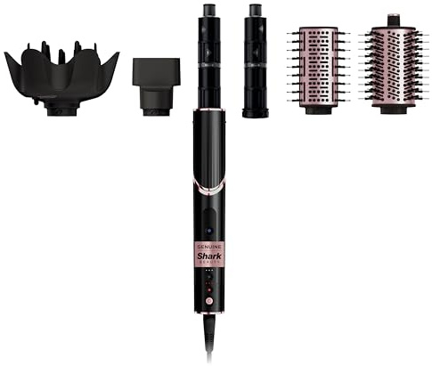 Shark Hair Dryer | FlexStyle Hair Styling System | Portable & Powerful Blow Dryer Brush | Hair Curler & Volumizer | 6 Styling Tools Included | Best for All Hair Types | Black | HD440BK