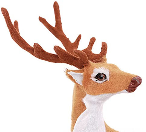 Happyyami 1 Paar Spielfiguren Plüschtier Weihnachten Paar Rehe Weihnachts-Rentier-Statue Tier Garten Statue Hirsch Wohnkultur Weihnachtsdekoration Weihnachtsschmuck Hochzeit Baby Liebhaber