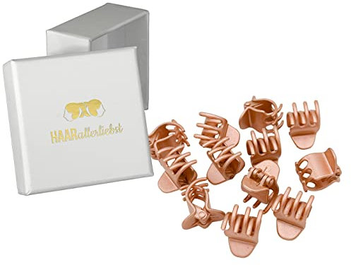 HAARallerliebst Haarklammer Klein Set 12 Stück – Haarspange Klein für Damen – Haarspangen Damen Roségold – Kleine Haarklammern – Haarklemmen Damen – Mini Haarklammern