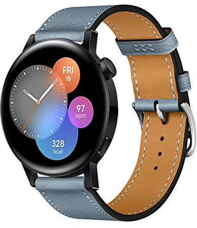 SABSEN Leder Armband für Huawei Watch GT3 42mm Armbänder, 20MM Echtleder Schlank Ersatzarmband mit Edelstahl-Verschluss Kompatibel mit Armbänder Huawei Watch GT3 42mm (5)