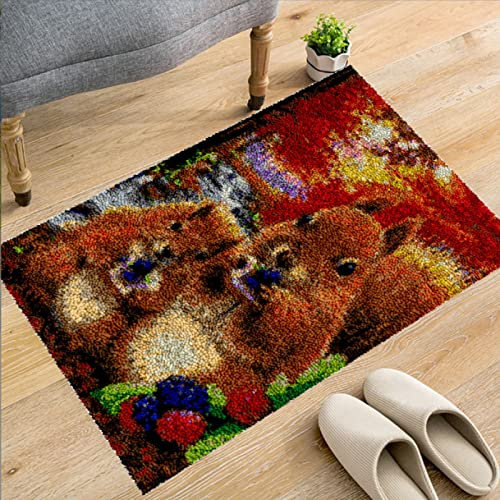 WEAQASD-TSE Maulwurf Häkeln großen Teppich Kits, DIY Hand gestrickt Fußmatte Fußmatten Stickerei Kits Material, Kreuzstich Kit für Erwachsene Kinder 62×109cm