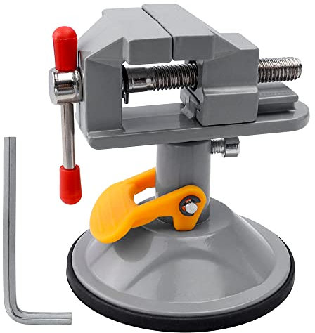 Mesee Mini tornillo de banco de mesa con ventosa giratoria, pinza giratoria, vicemandíbula, mesa de banco de trabajo, sujeción universal de aleación de aluminio, reparación, talla DIY