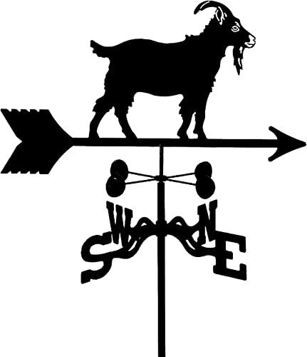 Girouette, décor de Cour Mouton girouette chèvre Silhouette girouette indicateur de Direction du Vent girouette Outils de Mesure en Acier Inoxydable avec revêtement antirouille Noir satiné pour Monta