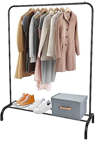 Drumm Porte Vêtement sur Pied Cintre Tiges,Porte-Manteau,Portant à Vêtements en Métal,Couche étagère pour Chaussures Rangement,Rangement Polyvalent,40 * 110 * 150cm