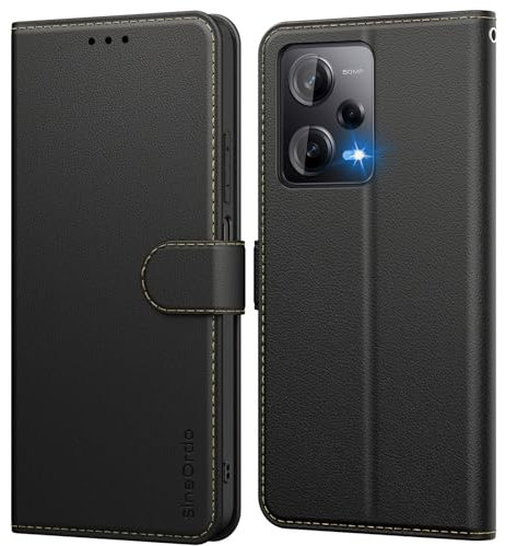 SineOrdo Funda Xiaomi Redmi Note 12 Pro 5G & Poco X5 Pro 5G Carcasa, Libro Xiaomi Redmi Note 12 Pro 5G & Poco X5 Pro 5G Funda Piel con Tapa Tarjetero Móvil Case Suave Cuero Flip Wallet - Negra