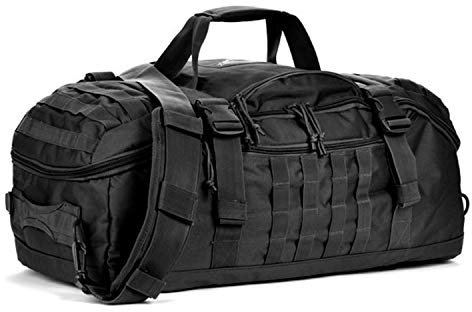Miramrax Mochila de viaje para hombre, bolsas tácticas grandes, bolsa de gimnasio para viajes nocturnos, entrenamiento militar, deportes, Negro -, 45L, Bolsa de lona