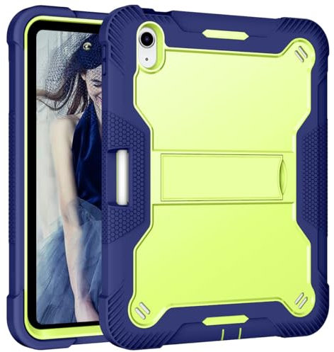 CasurvivePro Custodia per Amazon Fire HD 8 2022 8 pollici con supporto integrato per uso intensivo, grado militare, antiurto, ibrida rigida (giallo+blu)