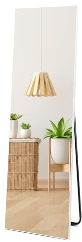 Hoikwo Full Length Mirrors 59x16 inches,Standing Mirror 150x41cm with White Frame for Bedroom, Living Room or Bathroom
