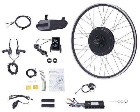 28/29 Zoll E-Bike Umbausatz, Vorder/ Hinterrad Umbausatz, bürstenloser und getriebeloser Motor, V-Brake Scheibenbremse Fahrradumbausatz, DIY Elektrofahrrad mit LCD Display, 48V 1000W. (Hinterrad)