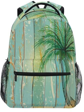 Kokosnuss Baum Hölzern Rucksack Schule Studenten Buch Tasche für Junge Mädchen Teenager Kinder Tropisch Palme Baum Daypack Rucksack für Reisen Camping Fitnessstudio Wandern