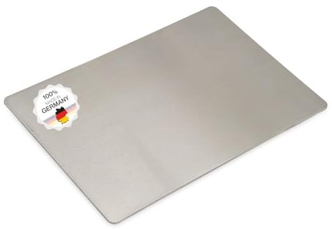 Edelstahl Schneidebrett - Für Fleisch, Fisch & Gemüse - Hygienisches Schneidbrett Metall - Stahl Brettchen Küche Plastikfrei - Küchenbrett (Ohne Griff, 36x24 cm)