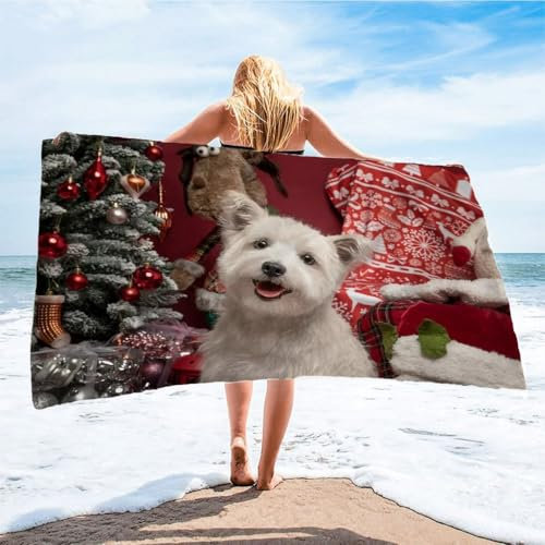 Toalla de Playa Terrier Blanco Las Tierras Altas Oeste Toalla de BañO de Microfibra Grande, Toalla de Playa Suave Secado RáPido Toalla Camping Ligera y PortáTil Toalla Personalizada Playa 70x140cm