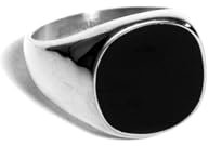 UNSHINEBAR Schwarzer Siegelring für Herren und Damen - Streetwear Onyx Like Ring aus Edelstahl und 18K Gold - Wasserfester Signet Ring in Silber und Gold (Silber, 9)