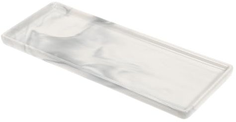 sourcing map Marble Tray for Bathroom 9 Small Rectangle Ceramic Vanity Tray for Countertop Shatterproof Bathtub Soap Tray Kitchen Sink Organizer Key Trinket Ring Tray, Grey