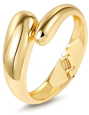 ALEXCRAFT Chunky Tropfen Armreif Gold Armband Damen Valentinstag Bracelet Women Statement Schmuck für Sie Frauen Freundin Mama