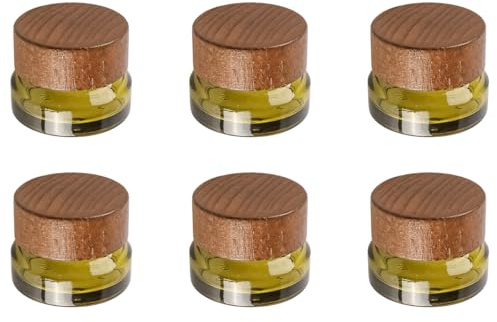 Ieron Lot de 6 Pots de crème vides en Verre de 15 g, Pots cosmétiques, conteneurs de Lotion cosmétique avec Couvercle en Bois pour crèmes cosmétiques, lotions, Perles de Nail Art (Vert)