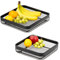 eluno Obstkorb, Brotkorb 2er Set, moderne eckige Obstschalen, Drahtkörbe in zwei Größen, ideal geeignet für Obst, Gemüse, Brot und Snacks in Küche und Wohnzimmer aus schwarzem Metall