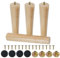 FOGAWA 4pcs Pieds de Meuble en Bois Massif 25cm, Pieds d'Armoire Coniques Pieds de Table Antidérapant pour Meubles Table Chaise Armoire Canapé Bureau Cuisine