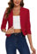 MINTLIMIT Ladies Jackets 3/4 Ruched Sleeve Elegant Womens Cropped Blazers Jacket Open Front Suit(Red M)