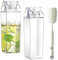 2 Pièces Bouteille D'eau Claire, 1000 ml Bouteille D'eau Claire, Réutilisable Lait Carrée, Bouteille de Jus de Fruits avec Pinceau, Bouteille D'eau Claire de Grande Capacité,pour Pique Niques, Camping