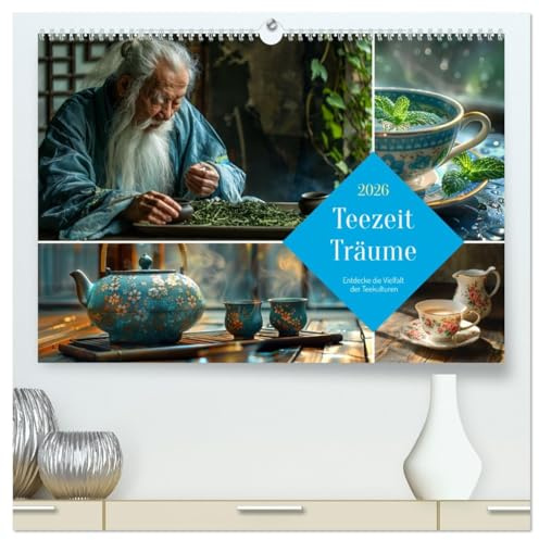 Teezeit Träume (hochwertiger Premium Wandkalender 2026 DIN A2 quer), Kunstdruck in Hochglanz: Die Welt entdecken, eine Tasse Tee nach der anderen (CALVENDO Gesundheit)