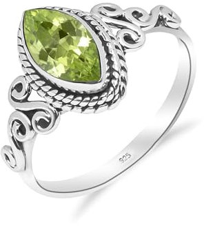 Ring Mit Stein Silber Peridot Edelstein 925 Sterling Silber Handgefertigter Solitär-Verlobungsring für Frauen