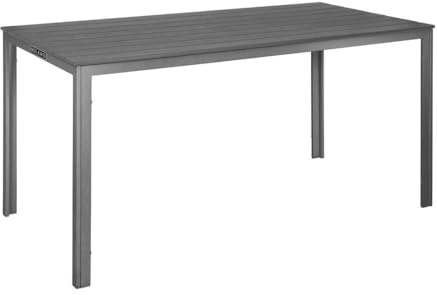Bolero Valletta Commercial HDPE Slatted Outdoor Table 1560mm, 1560 mm | Sleek black finish resists visible staining and effortlessly coordinates with existing garden or patio setups.