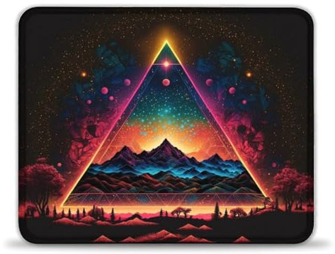 Gaming-Mauspad mit Neon-Dreieck-Art-Motiv, genähte Kanten, Mauspad für Gaming-Sensoren, geringe Oberflächenreibung, rutschfest, Gaming-Zubehör für Mac und PC 25x30cm