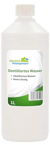 Alpenland Destilliertes Wasser | 1 Liter | Destilliertes Wasser für medizinische Zwecke, Labor & Aquaristik | Osmosewasser Alternative | Kalkfreies Wassser für Bügeleisen, CPAP-Geräte & Kosmetik
