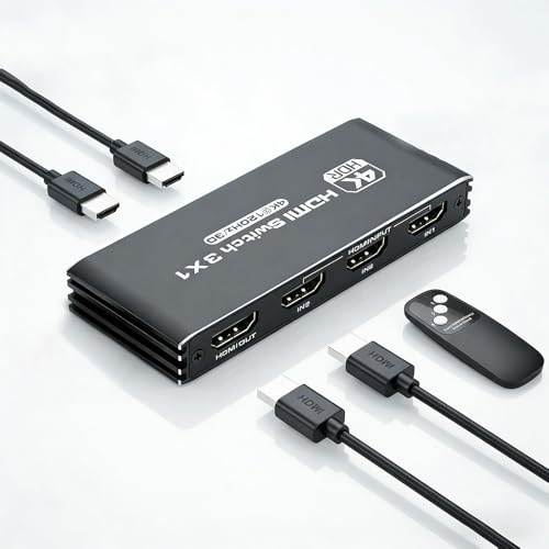 HDMI Switch 3 in 1 Out 4K 120Hz HDMI Splitter mit Fernbedienung 4 Port Selector Box Unterstützt HD-MI Switch Automatisch Verteiler Umschalter für PS5/PS4/3 Xbox Switch Blu-ray PC Beamer TV Adapter Hub