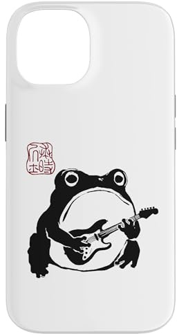 Hülle für iPhone 14 Grumpy Frog Lustige Gitarre Rock Musik Anime Japanisch
