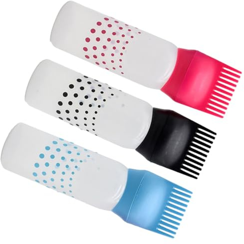 MOBUTOFU 3 Stück Haarfärbeflaschen mit Kamm aus Kunststoff zum Nachfüllen für Haare Flaschen mit Applikatorfunktion für Haushalt und Tierhandlung