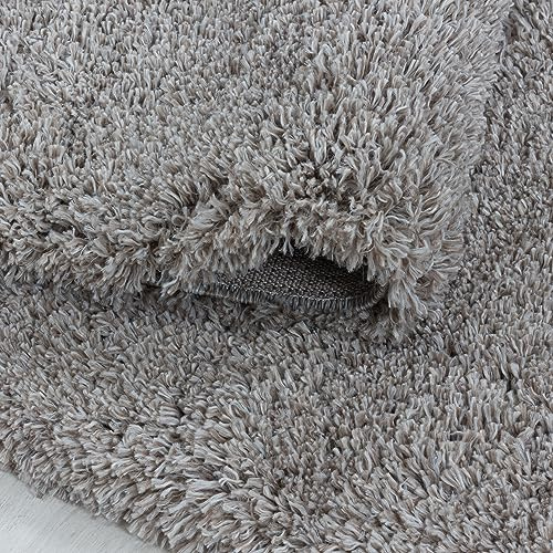 KADIMA DESIGN Teppich Hochflor Unifarben Elegant Kuschelig Weich Waschbar Strapazierfähig Langlebig 50mm Flor Läufer Beige 80x250 cm Schlafzimmer Schnelltrocknend | SALZACH