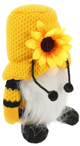 Kichvoe Sommerliche Deko Wichtel aus Plüsch mit Sonnenblumenmotiv Niedlicher Gesichtsloser Zwerg für Tisch und Fensterbank als Stimmungsvolle Dekoration